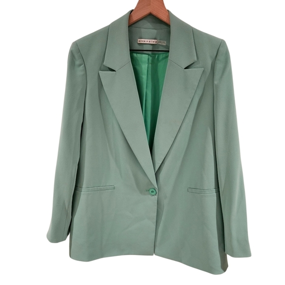 Alice + Olivia BRIGHT Green Denny Notch Blazer In Garden Green - Picture 2 of 13